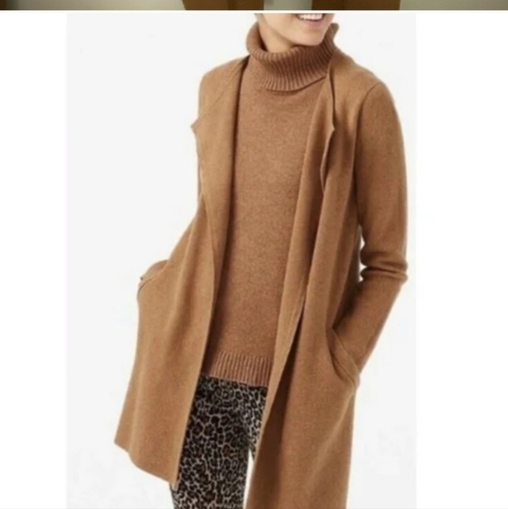J. CREW FACTORY VANESSA  open cardigan brown sz large.  Long sleeves  pockets